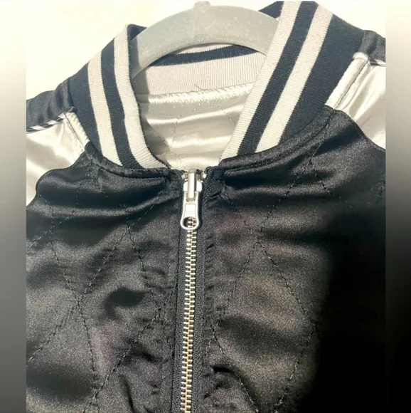 Straight To Hell Black and White Reversible Bomber Jacket - Picture 4 of 7